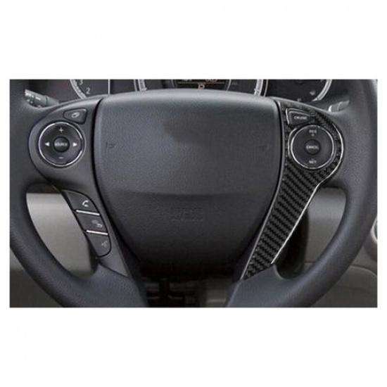 2pcs Carbon Fiber Car Steering Wheel Button Frmae Cover For Honda Accord 13-17