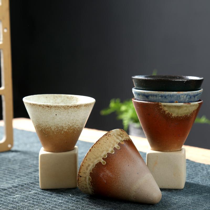 1pcs 200ml/150ml Creative Retro Ceramic Coffee Mug Rough Pottery Tea Cup Japanese Latte Porcelain Cup Pottery Coffee Mugs