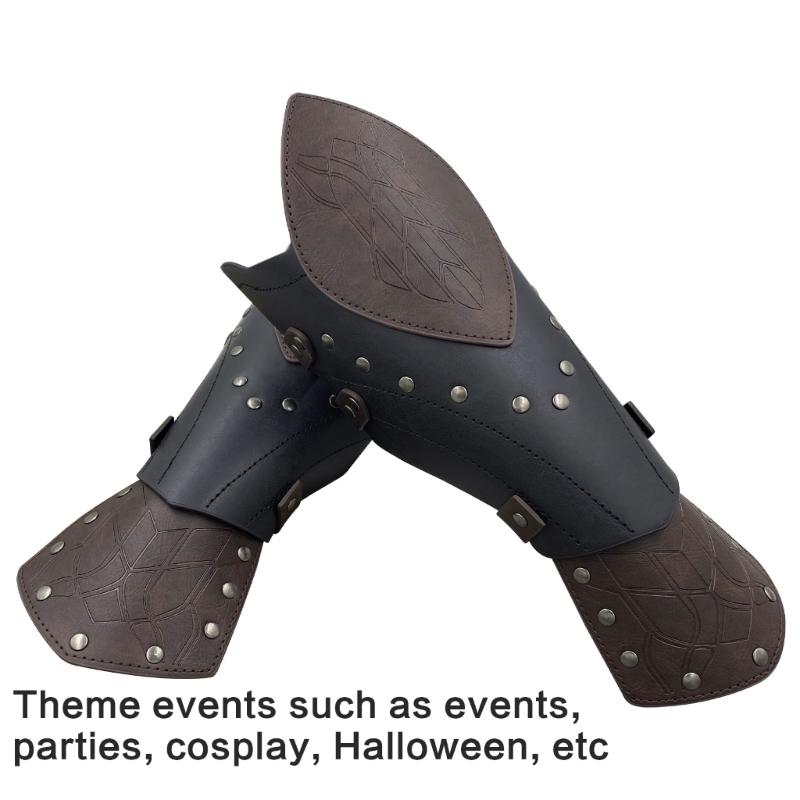 Historical Arm Guards Roleplay Arm Gauntlets Vintage Armband Medieval Arm Guard Festival Costume PU Leather Arm Bracers