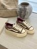 Canvas Shoes Women's Thick-soled Heightening Lace-up Black College Wind Breathable Leather Casual Shoes Military Training Shoes Women's Low-top K