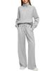 Damen Zweiteiler Oversized Halbreißverschluss Sweatshirt und Weite Hose Lässiges Set