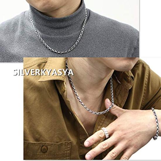 [silverKYASYA] Sanskrit Six-Syllable Mantra Necklace, Amulet, Good Fortune, Protection from Evil, Long Paper Chain Necklace, 5mm Width, Length: 45cm,