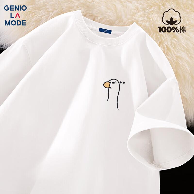 

GENIOLAMODE Men s Loose Printed Cotton Short-Sleeve T-Shirt 2XL