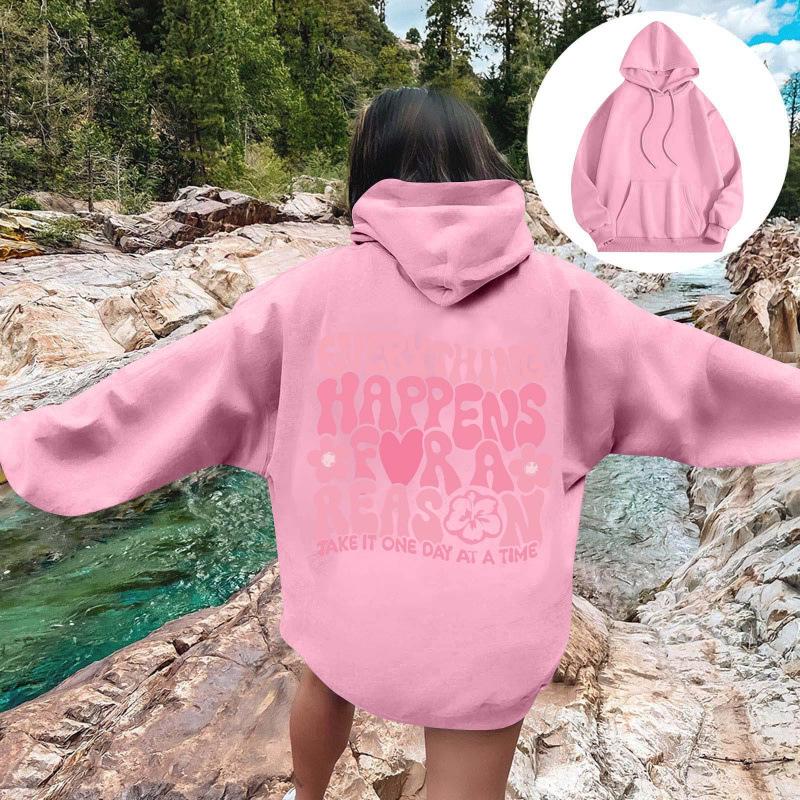 Drop Shoulder Long Sleeve Fleece Lined Hooded Sweatshirt: Casual Sports Pullover Top 3XL розовый