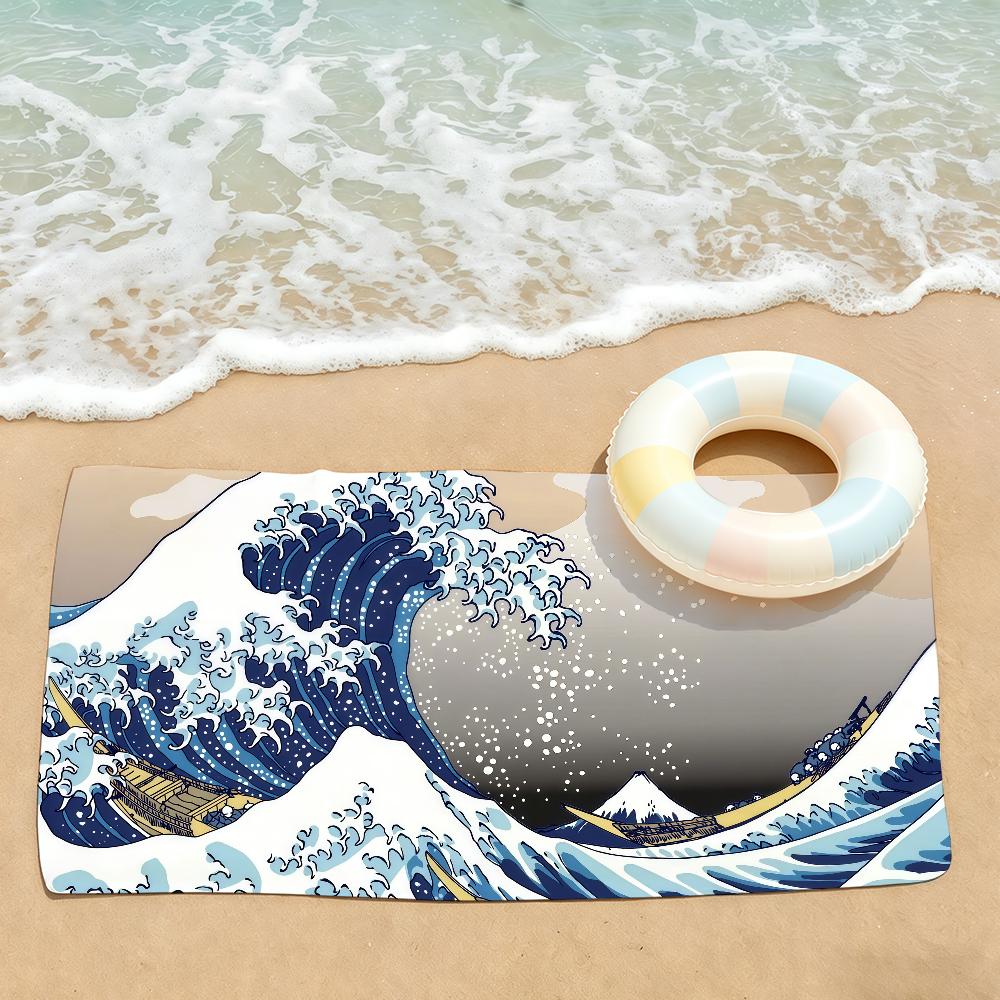 Print The Great Wave Off Kanagawa Towel Drying Bath Towel Applicable To Light Swimming Camping Yoga Beach Out