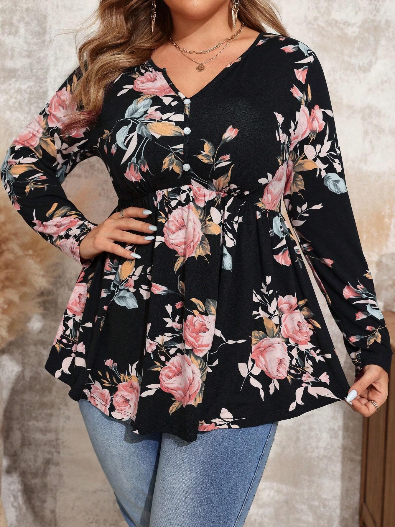 

Autumn Fashionable Women s Casual Print T-shirt with Long Sleeves and Skirt XXXL квітковий колір друку
