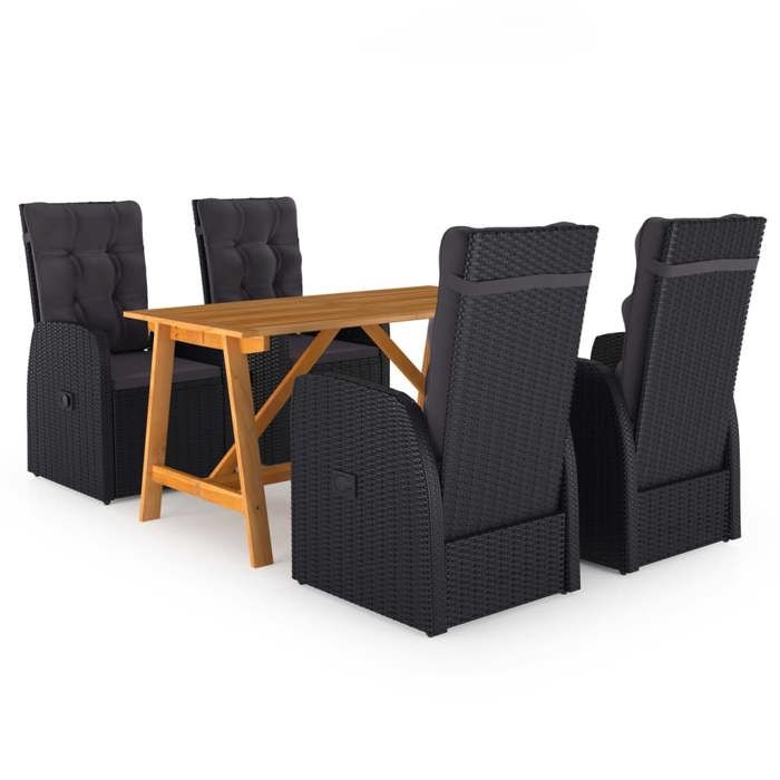 Exclusive House - 5 Pcs Garden Dining Set Black