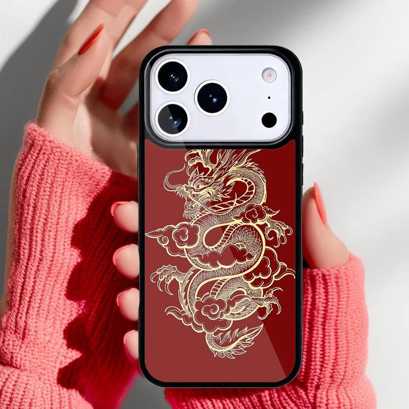 Japanese Dragon Style Phone Case for iPhone 17 16 15 14 13 Pro Max Back Cover for 12 11 Pro Coque