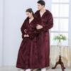 Matching Couple Hooded Flannel Bathrobes - Thick, Long Coral Fleece for Autumn/Winter