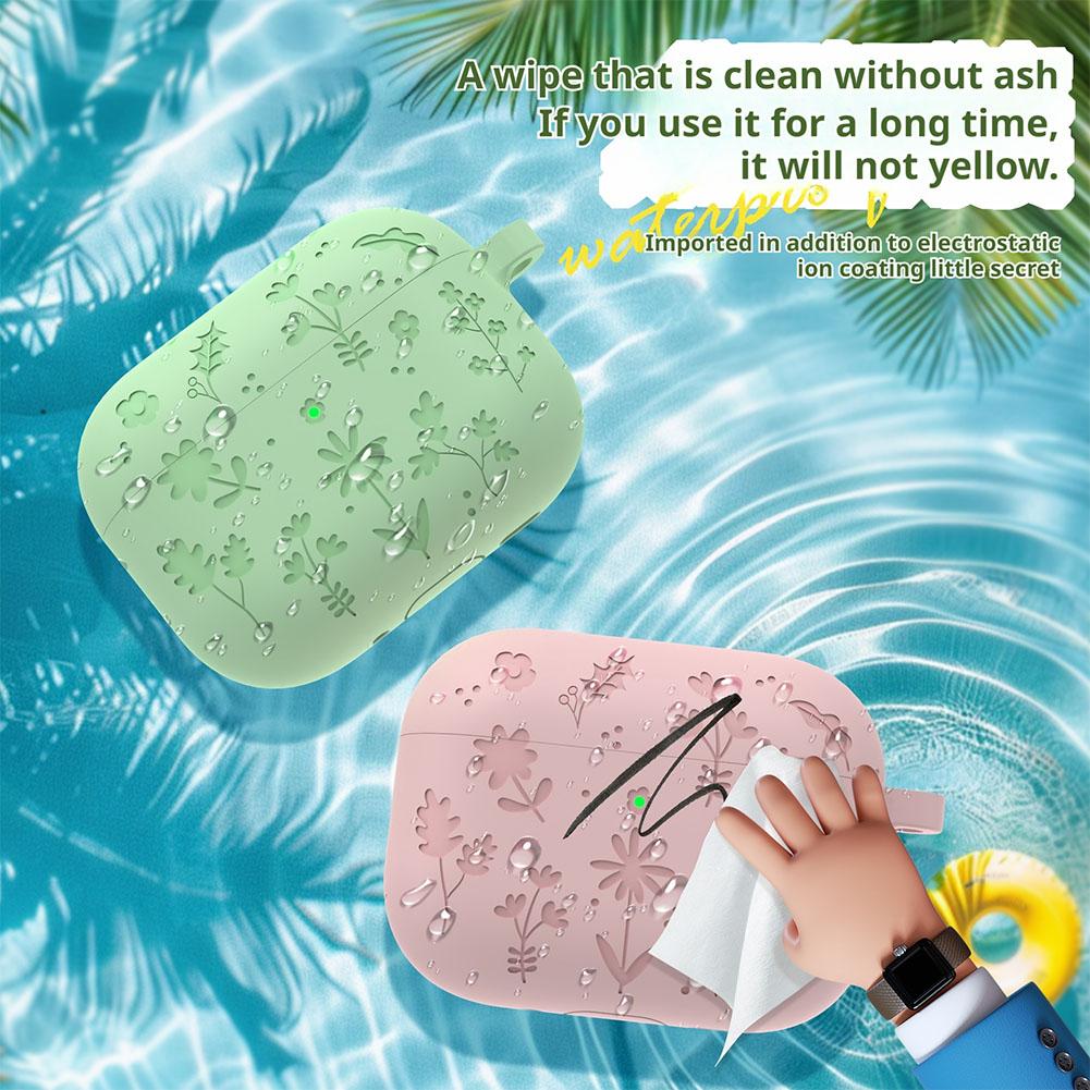 Cute Soft Silicone Case Compatible with airpodspro3 3D Flower Cartoon Cover with Keychain Cleaning Kit Protective Case
