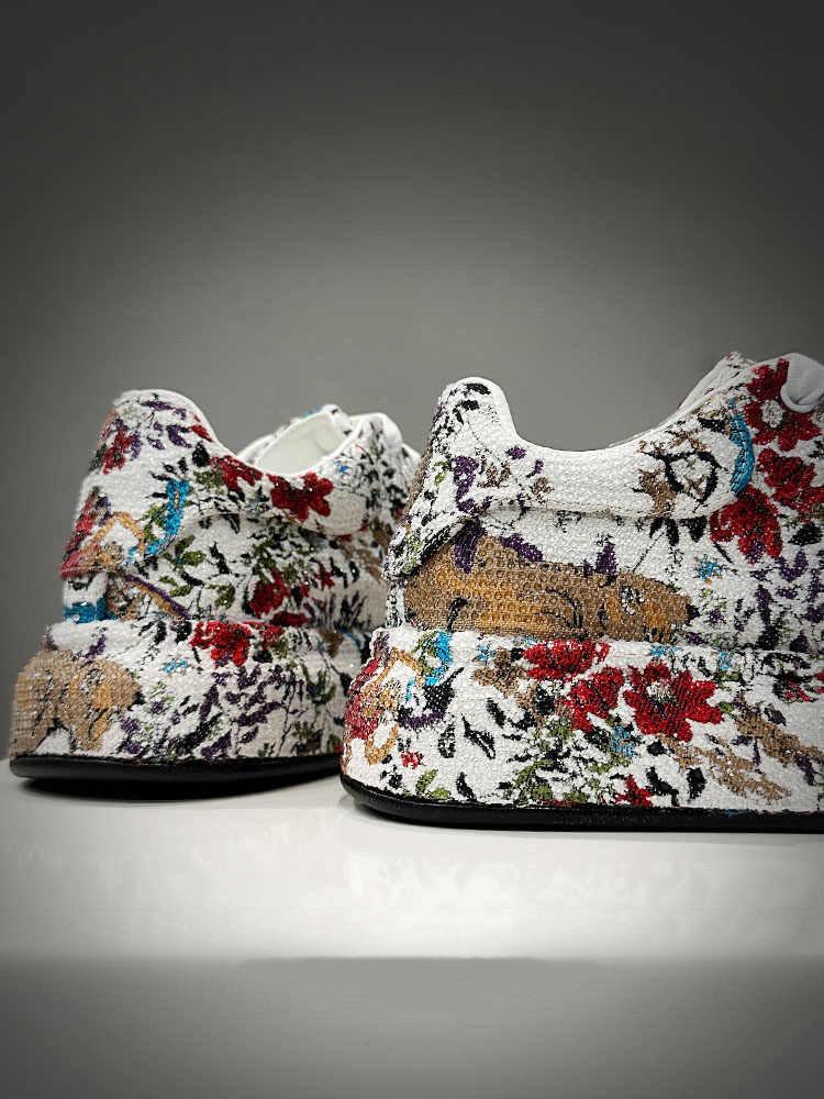 New Men's All Match Rhinestone Floral Pattern Causal Shoes Flats Male Sports Walking Sneakers  Zapatillas Hombre