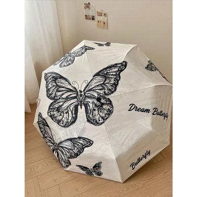 Butterfly Dancing Together, Fully Automatic Folding Umbrella, Sun Protection, UV Protection, Sunny Umbrella, Portable
