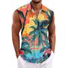 Herren Hawaiianisches Revers Button-down Hemd T-Shirt Top