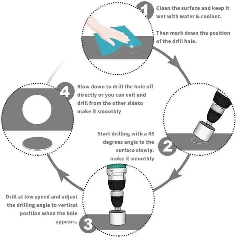 STONEGO 10 ks Diamantem potažená děrovací pila Vrták s jádrem Vrták na dlaždice Mramor Sklo Keramika Sada vrtáků 3mm-50mm