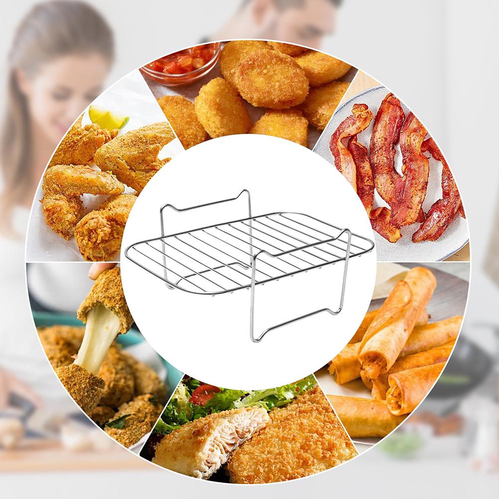 Air Fryer Rack for Dual Air Fryer Stainless Steel Food Dehydrator Rack Toast Rack Grill Air Fryer Accessories