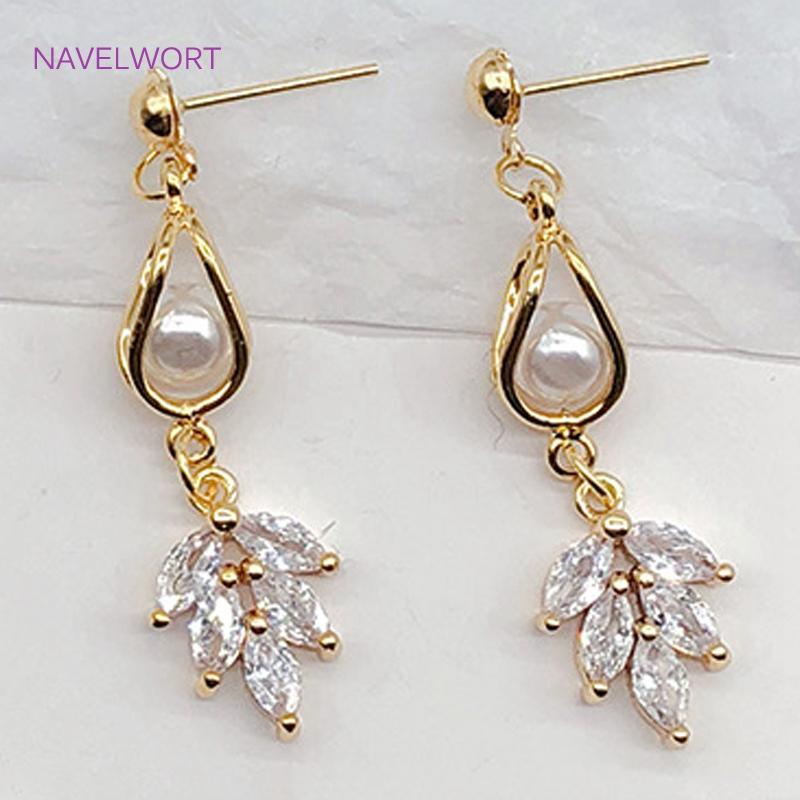 Trendige Messing-Inlay Zirkon Anhänger 14K Gold Plated Blattform Anhänger Komponenten, Großhandels Anhänger Für Schmuckherstellung Zubehör