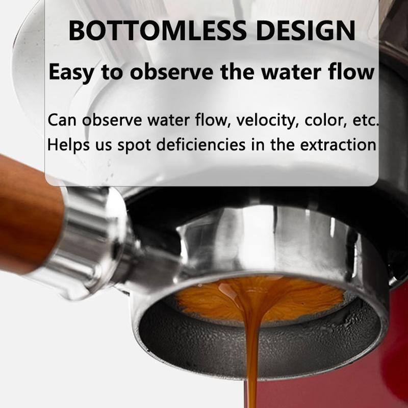 58mm Bottomless Portafilter for generic 2 ears Espresso Machine/Gemilai/Expobar/pandorra/Stainless Steel Handle-Wood 2 Ears Coffee machine