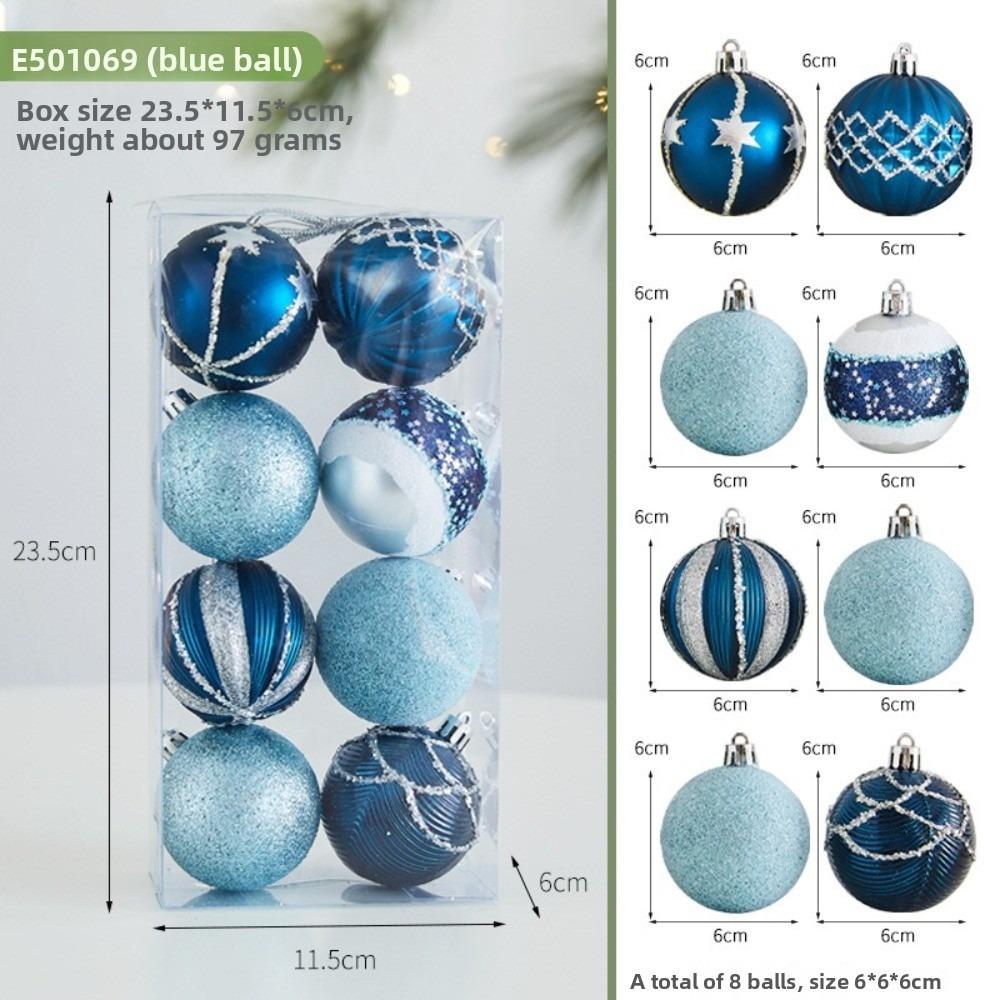 

New Creative Christmas Ball Pendant 6cm Plastic Xmas Tree Ornament Reusable Painted Plastic Ball Party Decoration