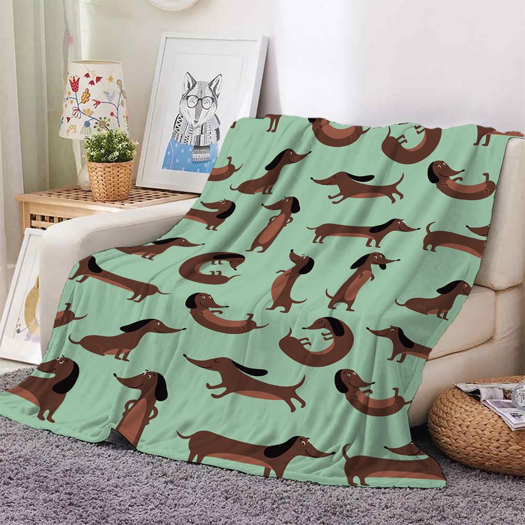 1 Stück doppelseitige Flanell-Hundedecke, digital bedruckte Sofa-Klimaanlagendecke für Würstchen, Hunde und Hunde