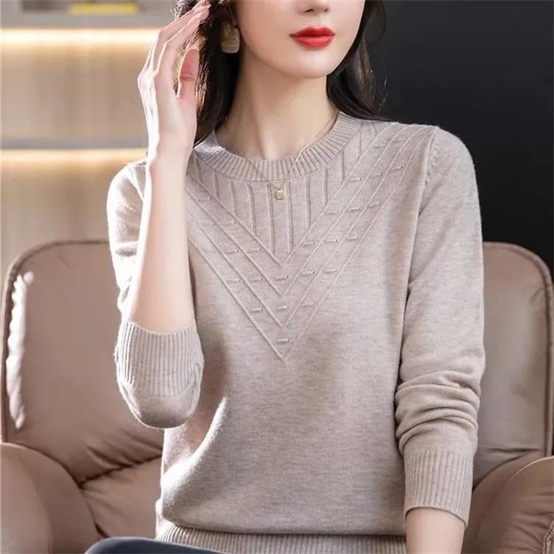 Women's Knitting Tops Autumn Winter Foreign Sweaters Mother's Loose Coat Slim Pullover Blouse Ladies Jacket