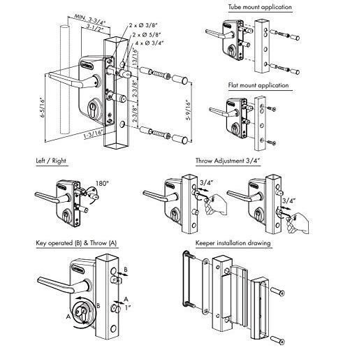 LOCINOX Serrure type industriel pour profils carrés de 60 à 80 mm en RAL 9005 avec 3006M