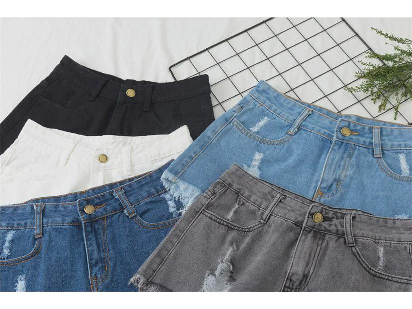 Plus Size Women's High-Waist Ripped Denim Shorts - Summer Loose Fit, Raw Edge, A-Line Style