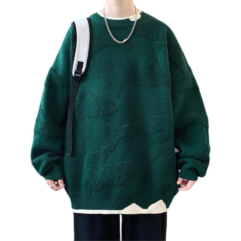 Herren Roter Festlicher Grobstrick Häkelpullover, Winter Zweiteiliger Pullover