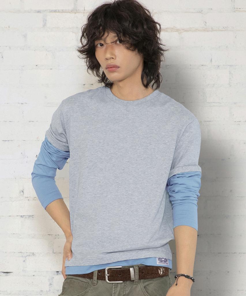 XTONZ Xtt166 Roll-Up Layered Crop Long Sleeve (Gray)