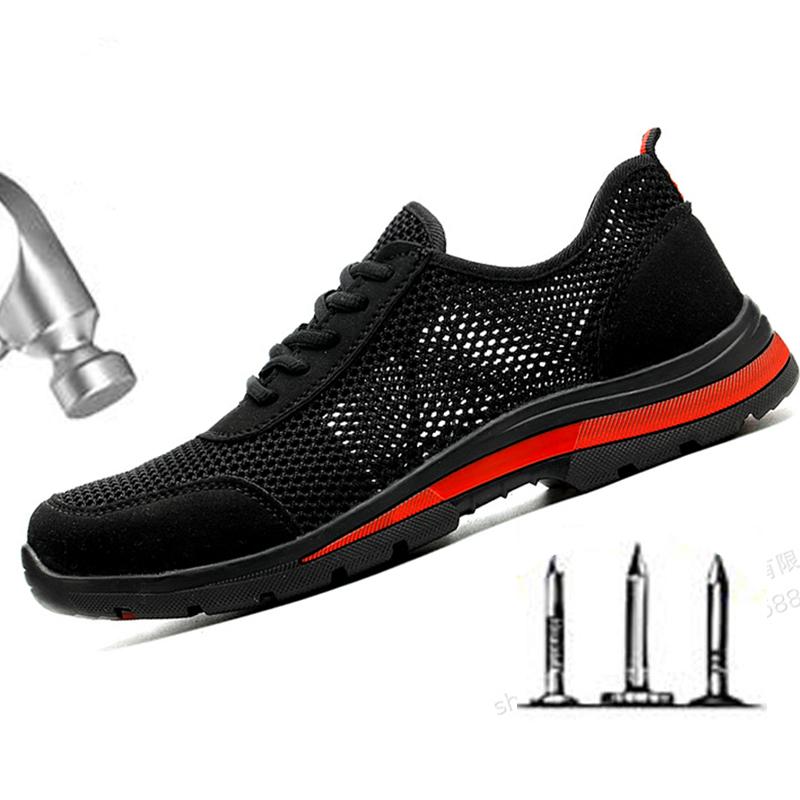 Fashion Labor Protection Shoes Anti Impact Anti Puncture Steel Toe Breathable Anti Odor Safety Shoes Summer Construction Site Work D173