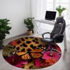1 Stück Schmetterling Floral Büro Runder Teppich, Rutschfest, Weich und Langlebig Büroteppich für Innendekoration, Perfekt für Büro, Schöne Dekoration yy26032