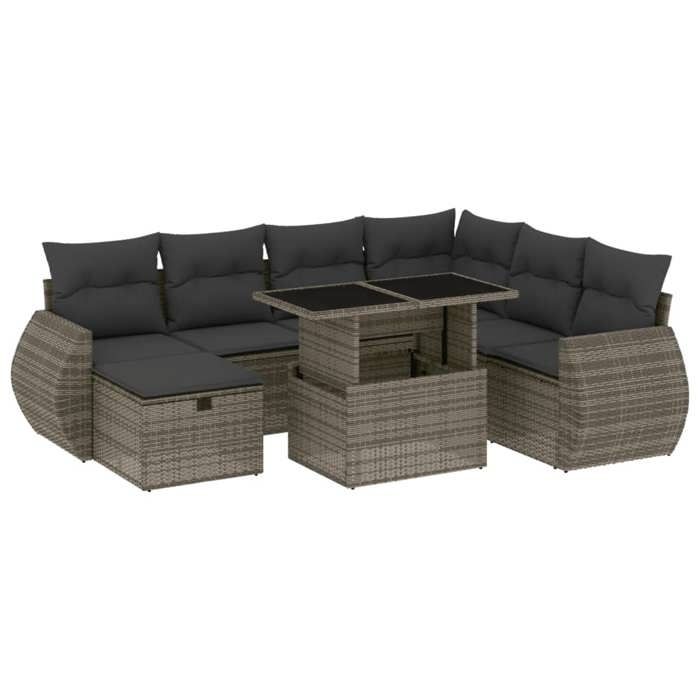 VidaXL Salon de jardin 8 pcs avec coussins gris résine tressée 3275160