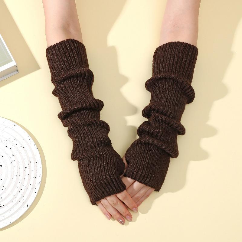 Botvotee Arm Warmers Free Shipping Sleeves for Women Y2k Accessories Knit Warm Winter Extend Sleeves Fingerless Gloves Black