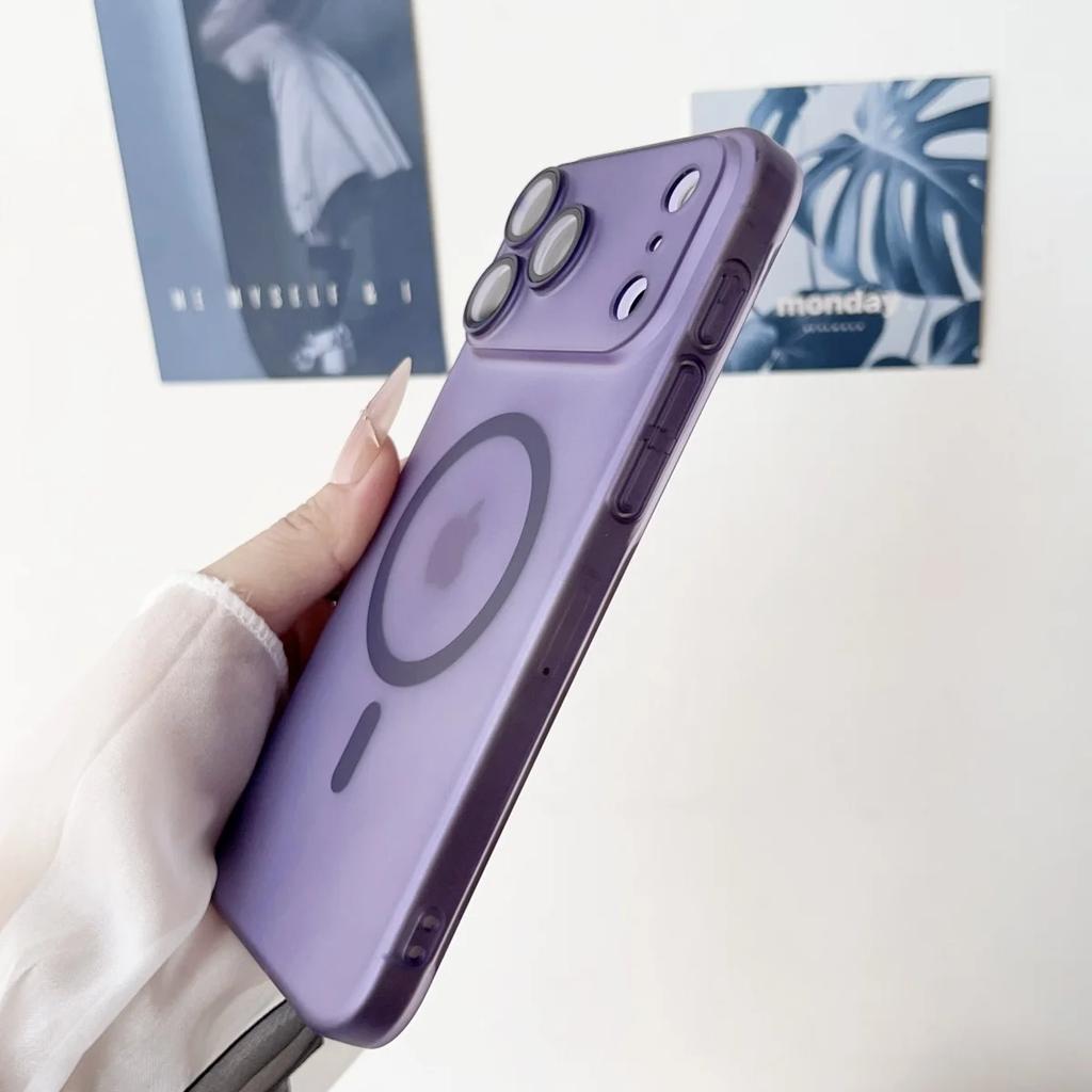 For IPhone 17 Pro Max Slim Frosted Clear PC Shockproof for Magsafe Phone Case for IPhone 17 Air  Wireless Charge Cover