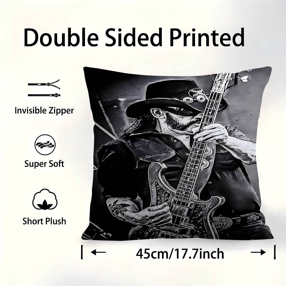

Singer L-Lemmy-Kilmister Pillowcase Toon Gift Cushion Cover Bedroom Home Sofa Chair Seat Decor Pillow Case 30cmx30cm