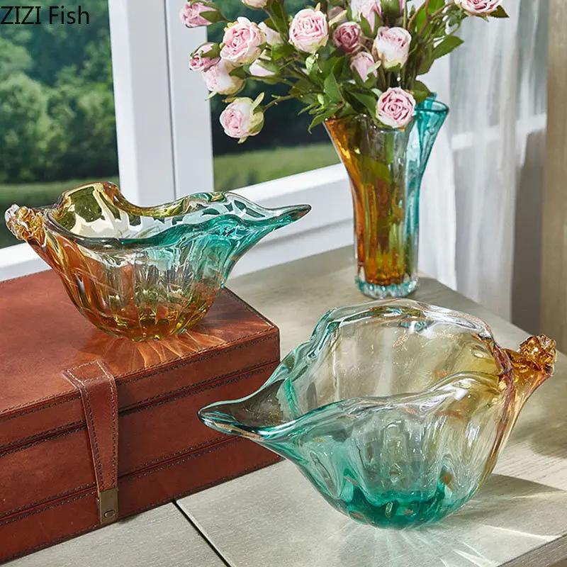Colorful Conch Candy Jar Fruit Tray Creative Transparent Glass Conch Storage Basket Room Aesthetic Decor Desktop Storage Tray