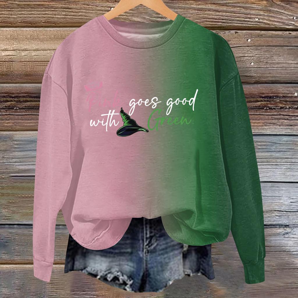 Hanorac larg casual de damă cu mânecă lungă și imprimeu