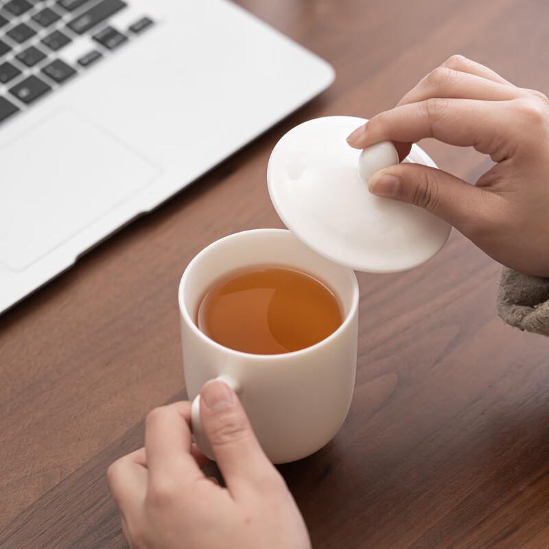 Dehua Mutton Fat Jade Ceramic Office Tea Cup Gift Set