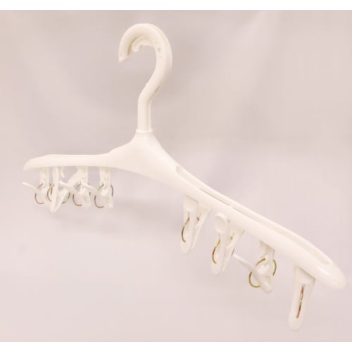 Kokubo Hanger, Convenient for Drying Small Items, Ramo Pinch Hanger with 8 Pinch Clips, White, 1 Piece
