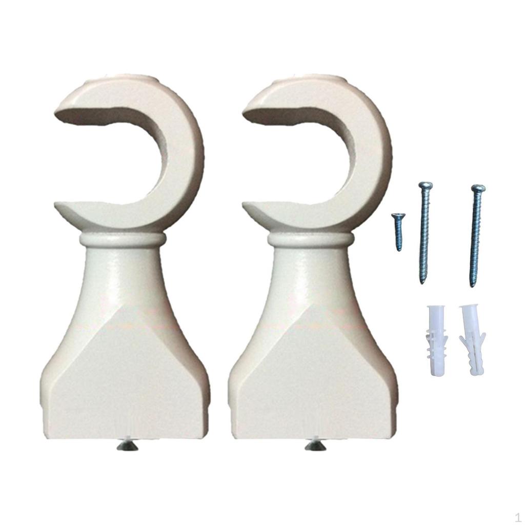 2 Pieces Curtain Rod Hooks Drapery Hanger Wall Mounted Fixing Bracket for Bedroom
