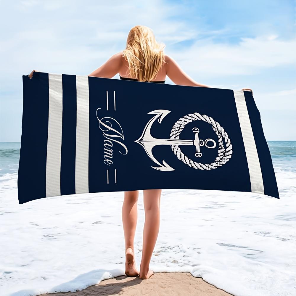 Nautical Anchor Beach Towel: Elegant, Personalized Design Bringing Maritime Style and Coastal Vibes to Your Seaside Moments
