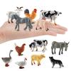 12pcs Mini Farm Figurines Realistic Animal Model Farm Series Cow Hen Duck Model Action Figures Poultry Animals Set