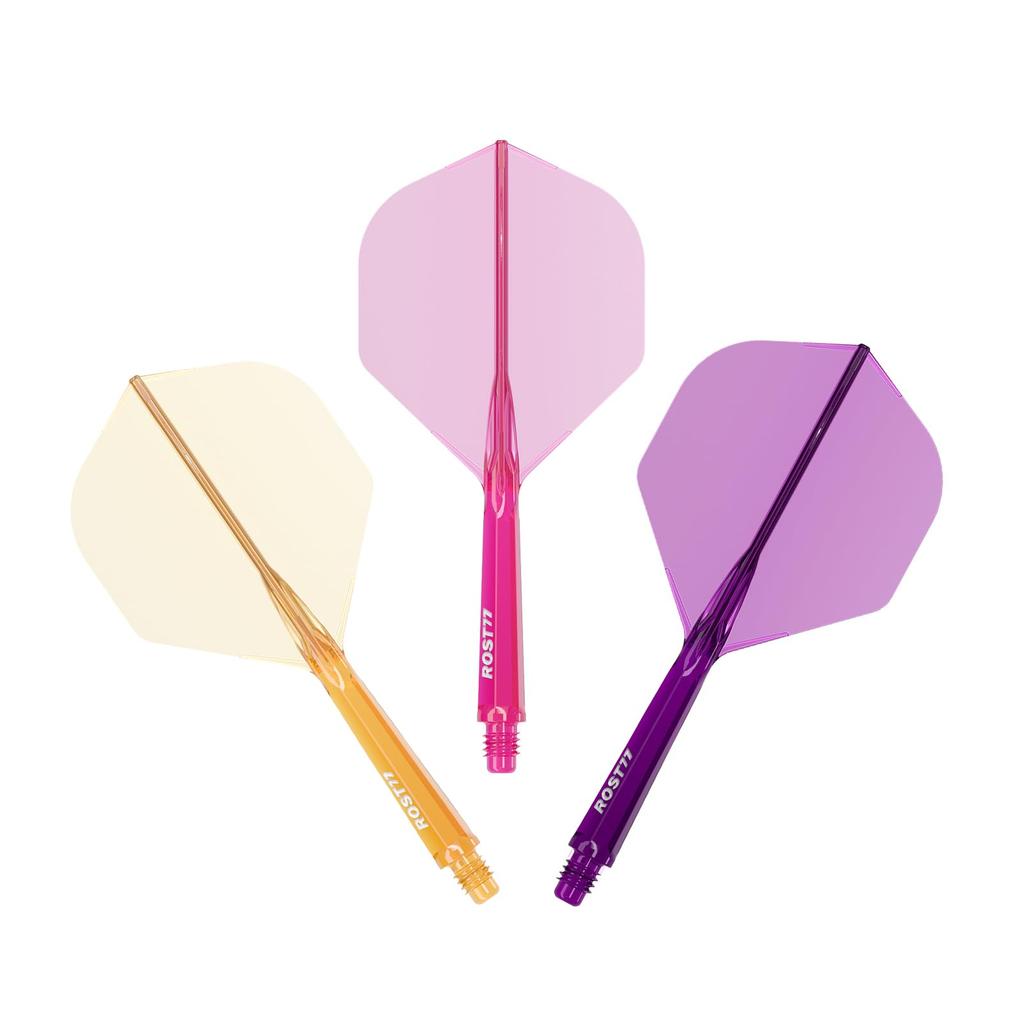 CUESOUL ROST 77 Transparent Set of Clear Clear Rose and Clear Size M One-Piece Flights, Standard, 3, Purple, Red, Orange, (CS-77-XB789T-M)