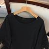 Plus Size Women's Loose Round Neck Mid-Length Short Sleeve T-Shirt (Bust 150/160)