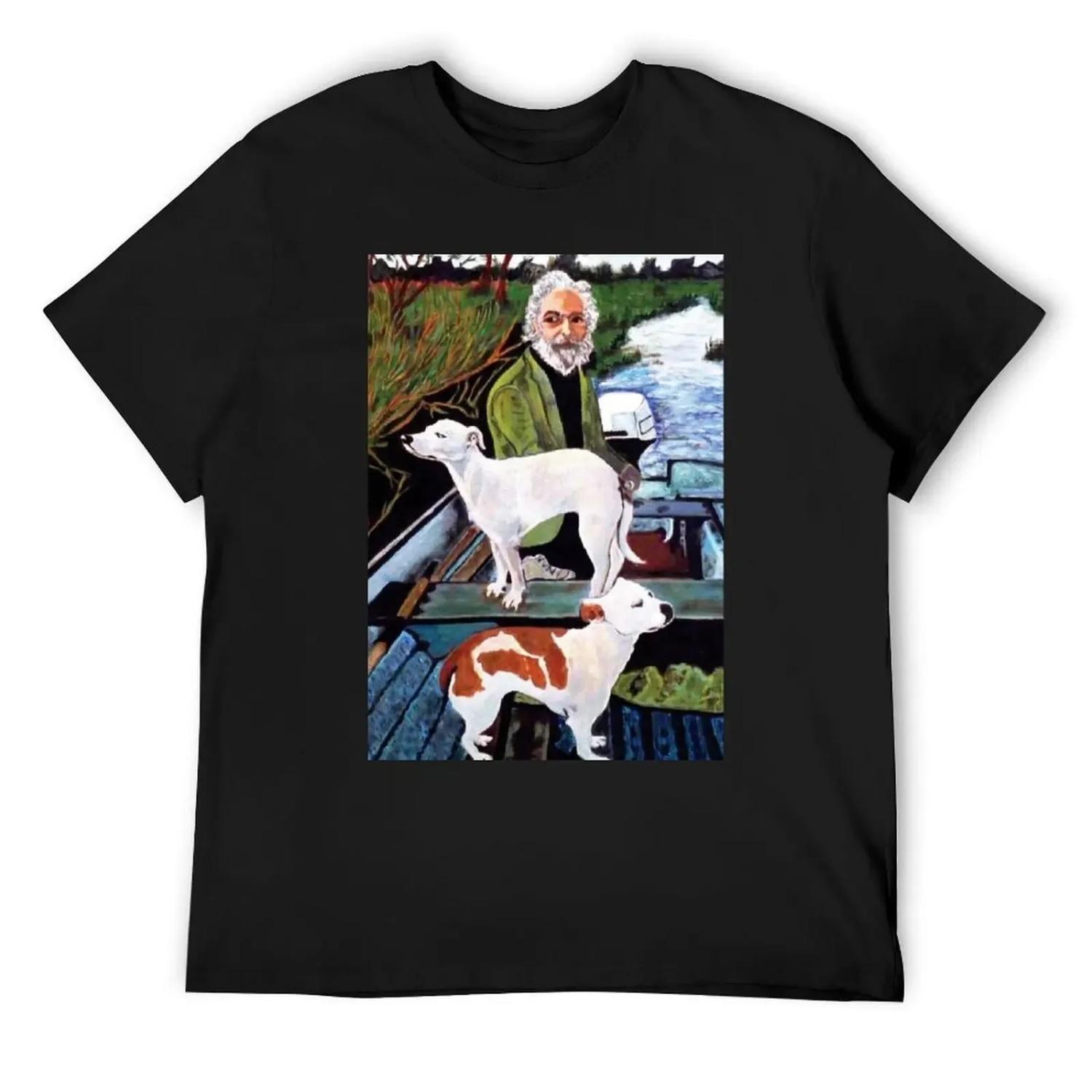 

man in boat T-Shirt oversized t shirt plain customizeds summer clothes mens cotton t shirts XXXXXL чорний