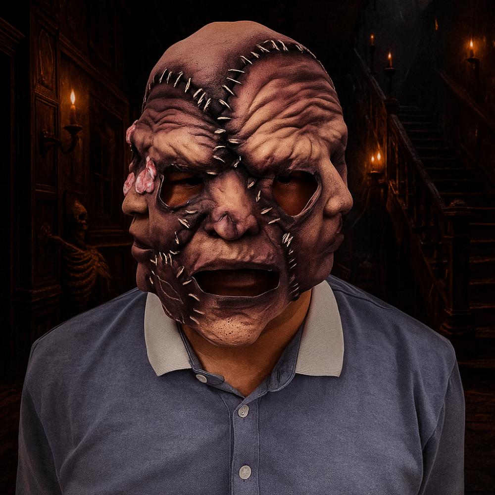 Soft Halloween Scary Mask Realistic Cosplay Costume Mask Three-Sided Scar Human Face  Cosplay Party