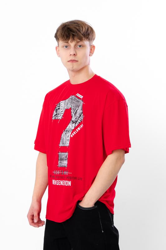 

Чоловіча м яка футболка оверсайз з фулкри – Ідеальна для повсякденного носіння, літа, 3383-036-33-1 HC S Вишня