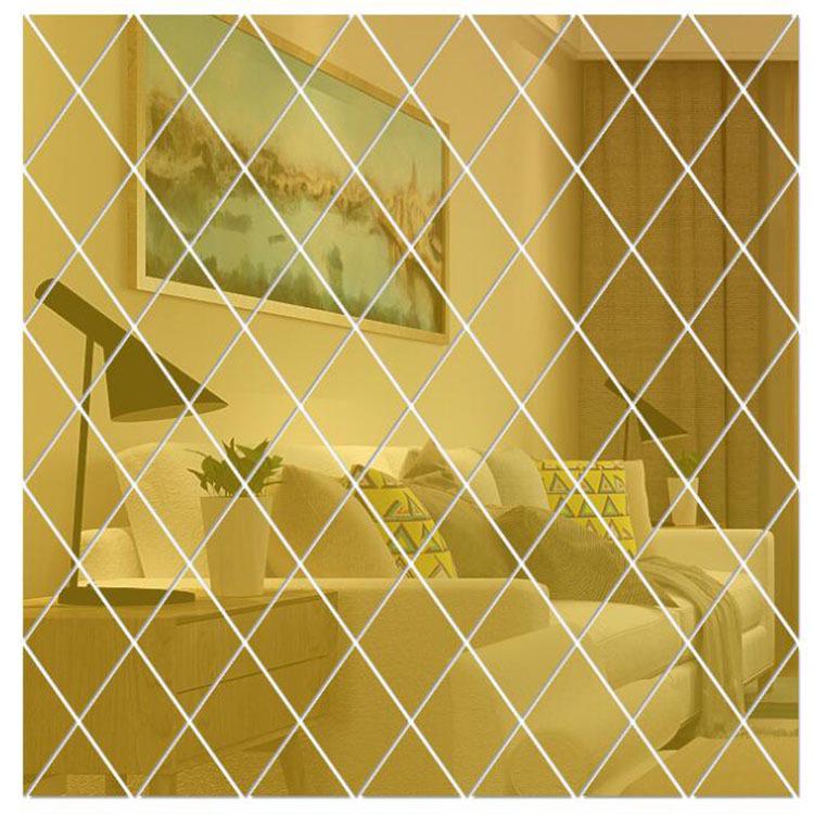 Diamond Stitch Acrylic Mirror Wall Stickers for Living Room & Entrance Decor