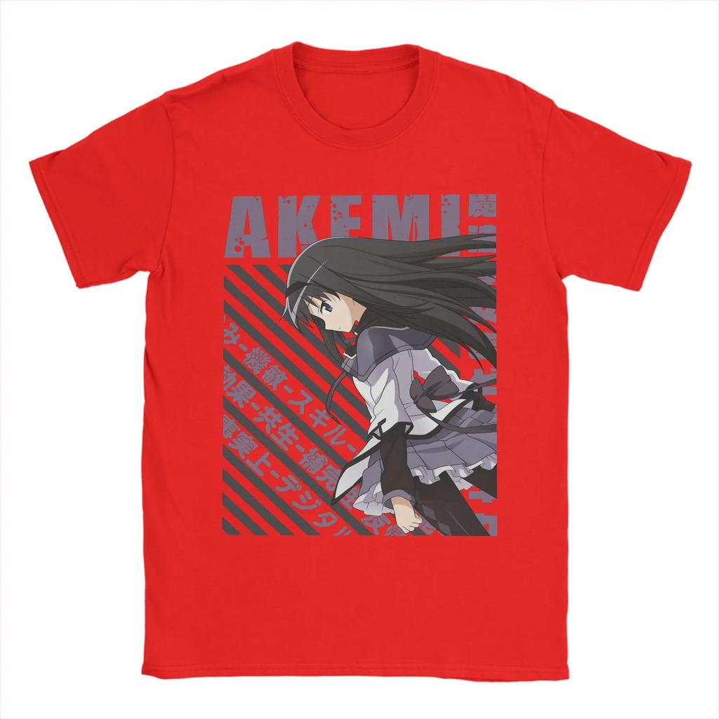 Puella Magi Madoka Magica Homura Akemi Vintage T-Shirt, Unisex Anime Fan Streetwear Tee, 100% Cotton Casual Short Sleeve Top