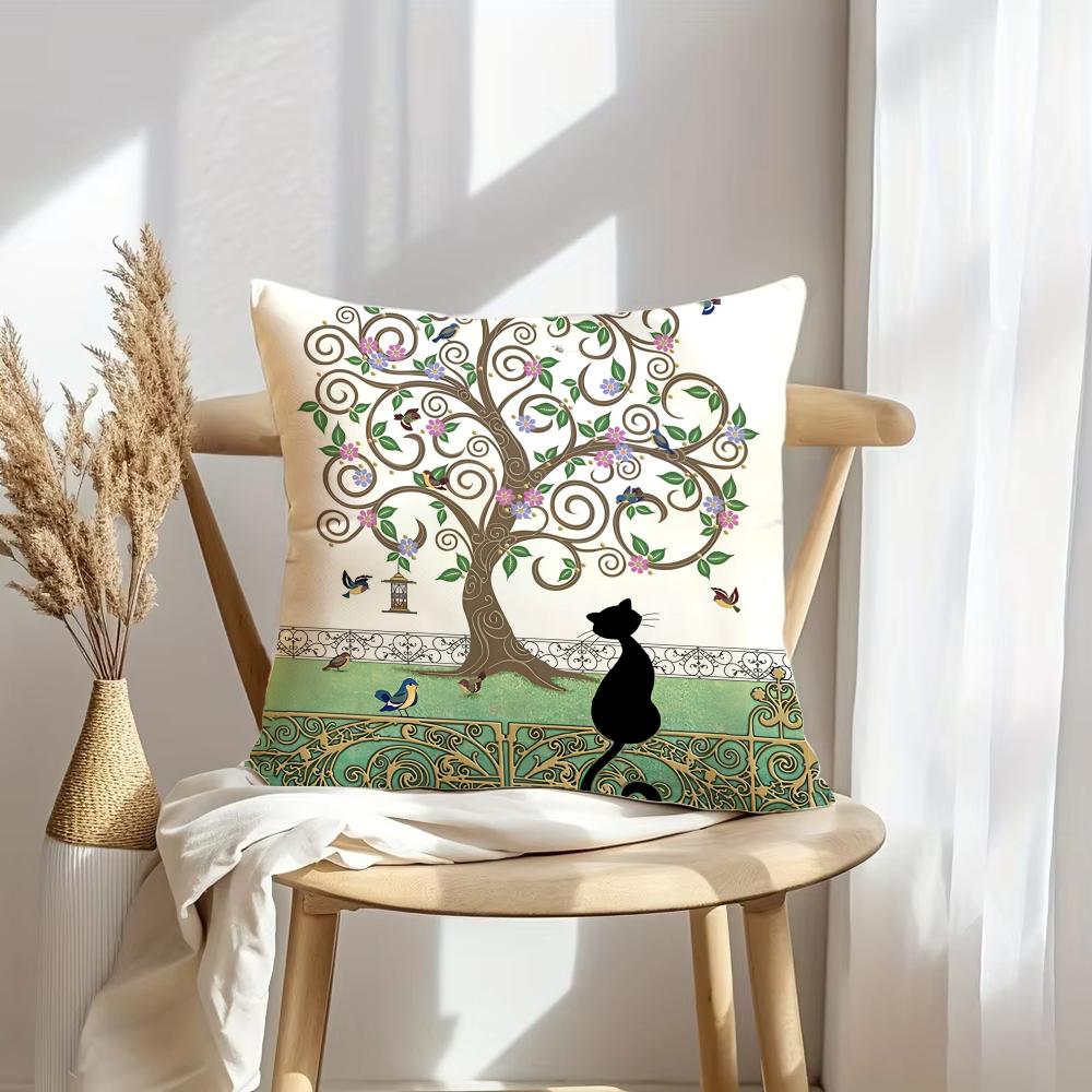 Bench Kitties Cushion Cover Soft Plush Throw Pillow Cover DoubleSided Decorative Cushion Case Sofa Bedroom Home Decor