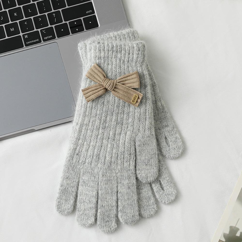 Verdickte Plüschhandschuhe Kaninchenhaar Baumwollfäustlinge Niedliche Vollfingerhandschuhe Frauen